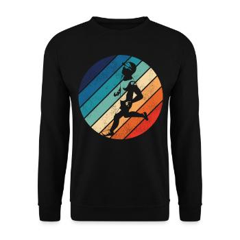 Coureur de course Semi-Marathon Rétro - Sweat-shirt Unisexe - noir - Devant - Alina (178cm) & Michal (187cm)