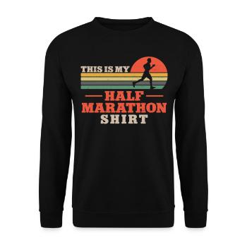 Running Runner Half Marathon - Unisex Pullover - Schwarz - Vorne - Alina (178cm) & Michal (187cm)