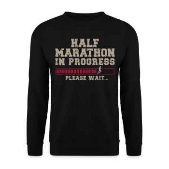 Running Runner Half Marathon - Unisex Pullover - Schwarz - Vorne - Alina (178cm) & Michal (187cm)