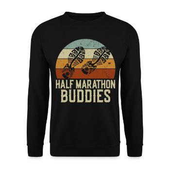 Running Runner Half Marathon - Unisex Pullover - Schwarz - Vorne - Alina (178cm) & Michal (187cm)