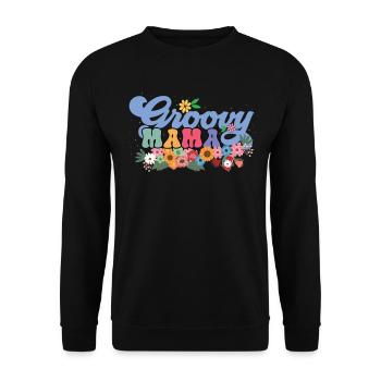 Groovy Mama Garten Pflanze Blumen Blumenschmuck - Unisex Pullover - Schwarz - Vorne - Alina (178cm) & Michal (187cm)
