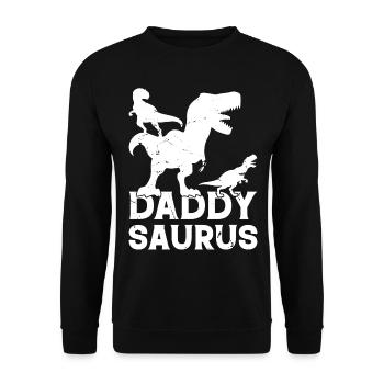 Papasaurus Papa Dinosaure Papa Dino - Daddysauru - Sweat-shirt Unisexe - noir - Devant - Alina (178cm) & Michal (187cm)