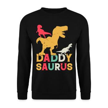 Papa Dino Papasaurus Papa Dinosaurier - Daddysauru - Unisex Pullover - Schwarz - Vorne - Alina (178cm) & Michal (187cm)