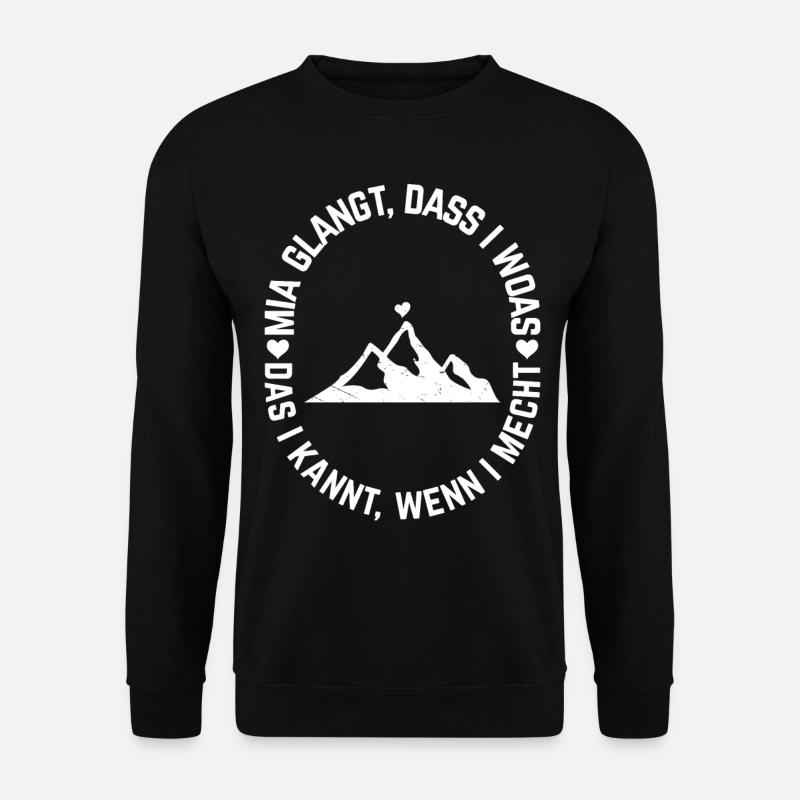 Bayerischer Dialekt Spruch Bavarian Berg Herz Berg - Unisex Pullover - Schwarz