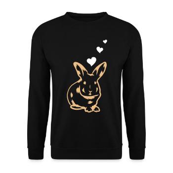 Rabbit Heart Cute Rabbit Hearts - Easter Rabbit - Unisex Sweatshirt - black - Front - Alina (178cm) & Michal (187cm)