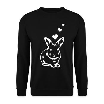 Rabbit Hearts - Easter Rabbit Heart - Cute Rabbit - Unisex Sweatshirt - black - Front - Alina (178cm) & Michal (187cm)