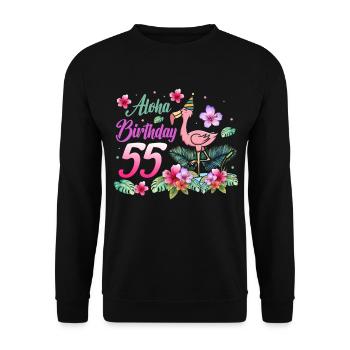 Aloha Anniversaire 55 Flamant rose 55e anniversaire - Sweat-shirt Unisexe - noir - Devant - Alina (178cm) & Michal (187cm)