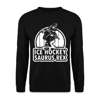 Ice Hockey Dinosaur Ice Hockey Saurus Rex - Ice Ho - Unisex Pullover - Schwarz - Vorne - Alina (178cm) & Michal (187cm)