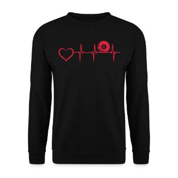 Pool Billiard Heartbeat Heart - 8-Ball Pool Billia - Unisex Sweatshirt - black - Front - Alina (178cm) & Michal (187cm)