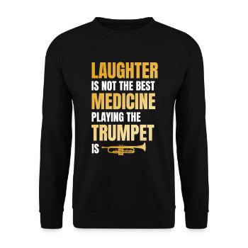Trompete Spielen Ist Die Beste Medizin - Unisex Pullover - Schwarz - Vorne - Alina (178cm) & Michal (187cm)