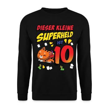 Dieser Kleine Superheld Ist 10 Katzenbesitzer 10. - Unisex Pullover - Schwarz - Vorne - Alina (178cm) & Michal (187cm)