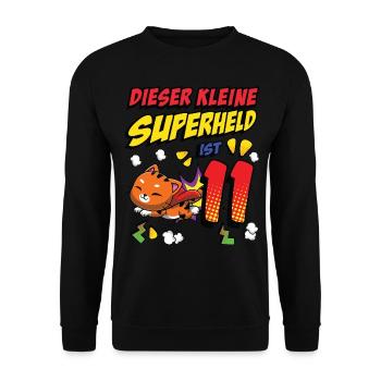 Dieser Kleine Superheld Ist 11 Katzenbesitzer 11. - Unisex Pullover - Schwarz - Vorne - Alina (178cm) & Michal (187cm)