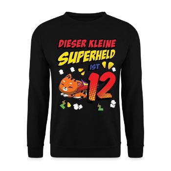 Dieser Kleine Superheld Ist 12 Katzenbesitzer 12. - Unisex Pullover - Schwarz - Vorne - Alina (178cm) & Michal (187cm)