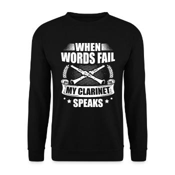 Wenn Worte Versagen, Spricht Meine Klarinette - Unisex Pullover - Schwarz - Vorne - Alina (178cm) & Michal (187cm)