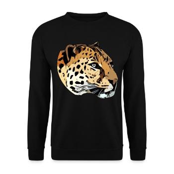 Leopard animal head predator animal motif with wild animals - Unisex Sweatshirt - black - Front - Alina (178cm) & Michal (187cm)