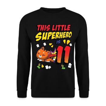 This little superhero is 11 cat owner 11. - Unisex Sweatshirt - black - Front - Alina (178cm) & Michal (187cm)