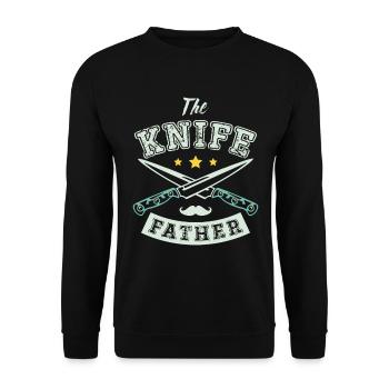Der Knifefather Messersammler Messersammler - Unisex Pullover - Schwarz - Vorne - Alina (178cm) & Michal (187cm)