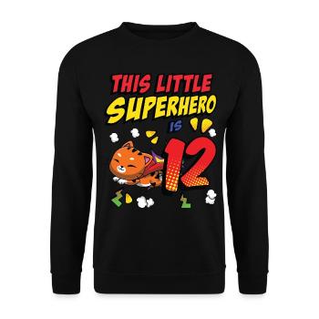 This little superhero is 12 cat owners 12. - Unisex Sweatshirt - black - Front - Alina (178cm) & Michal (187cm)
