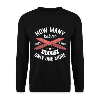 Wie Viele Messer Braucht Ein Mann Nur Noch Eins? - Unisex Pullover - Schwarz - Vorne - Alina (178cm) & Michal (187cm)