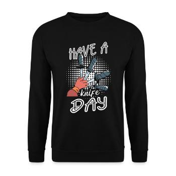 Have A Knife Day Knife Collector Knife Collector - Unisex Sweatshirt - black - Front - Alina (178cm) & Michal (187cm)