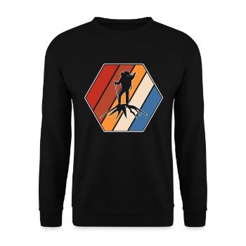 Bergsteigen Retro - Unisex Pullover - Schwarz - Vorne - Alina (178cm) & Michal (187cm)