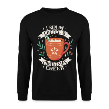 Kaffee und Weihnachtsstimmung Weihnachten - Unisex Pullover - Schwarz - Vorne - Alina (178cm) & Michal (187cm)