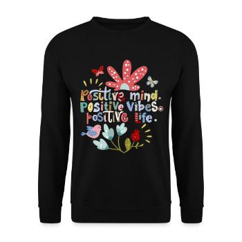 Motivation positive, ondes positives, typographie - Sweat-shirt Unisexe - noir - Devant - Alina (178cm) & Michal (187cm)