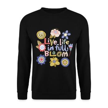 Kawaii-Blumen, Kawaii-Spruch, Typografie-Spruch - Unisex Pullover - Schwarz - Vorne - Alina (178cm) & Michal (187cm)