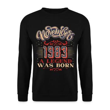 1983, birthday, November 1983, 11.1983, 11-1983 - Unisex Sweatshirt - black - Front - Alina (178cm) & Michal (187cm)
