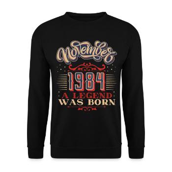 Geboren-1984, Geburtstag, November-1984, 11-1984 - Unisex Pullover - Schwarz - Vorne - Alina (178cm) & Michal (187cm)