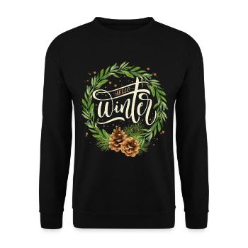 Typographie hivernale Hiver-Magie Pommes de pin d’hiver - Sweat-shirt Unisexe - noir - Devant - Alina (178cm) & Michal (187cm)