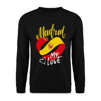 Madrid-Spain, flag, funny saying - Unisex Sweatshirt - black - Front - Alina (178cm) & Michal (187cm)