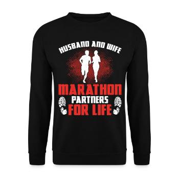Running Runner Semi-Marathon - Sweat-shirt Unisexe - noir - Devant - Alina (178cm) & Michal (187cm)