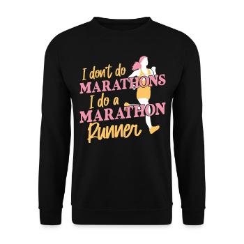 Running Runner Half Marathon - Unisex Pullover - Schwarz - Vorne - Alina (178cm) & Michal (187cm)