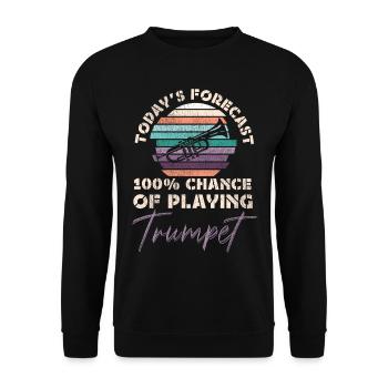 Trumpet Player Vintage Retro - Unisex Pullover - Schwarz - Vorne - Alina (178cm) & Michal (187cm)