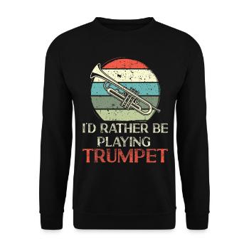 Trumpet Player Vintage Retro I'd - Unisex Pullover - Schwarz - Vorne - Alina (178cm) & Michal (187cm)