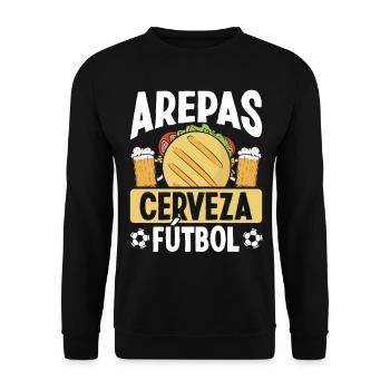 Arepas Cerveza Fútbol Beer Driking Venezuela - Unisex Pullover - Schwarz - Vorne - Alina (178cm) & Michal (187cm)