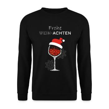 Frohe Weinachten Wein Weintrinker Weinliebhaber - Unisex Pullover - Schwarz - Vorne - Alina (178cm) & Michal (187cm)