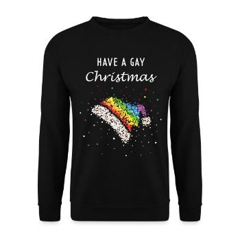 Christmas Gay LGBTQ Gay Santa Hat - Unisex Sweatshirt - black - Front - Alina (178cm) & Michal (187cm)
