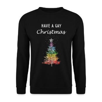 Gay Christmas Christmas Tree Christmas Party Homo - Sweat-shirt Unisexe - noir - Devant - Alina (178cm) & Michal (187cm)