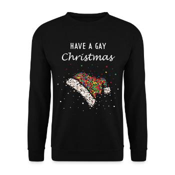 Gay Christmas Hat Christmas Party - Unisex Sweatshirt - black - Front - Alina (178cm) & Michal (187cm)