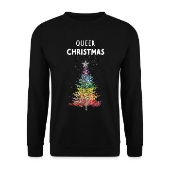 Queer Christmas Tannenbaum LGBTQ Pride Regenbogen - Unisex Pullover - Schwarz - Vorne - Alina (178cm) & Michal (187cm)
