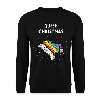 Queer Christmas Nikolausmütze LGBTQ Pride Schwul - Unisex Pullover - Schwarz - Vorne - Alina (178cm) & Michal (187cm)