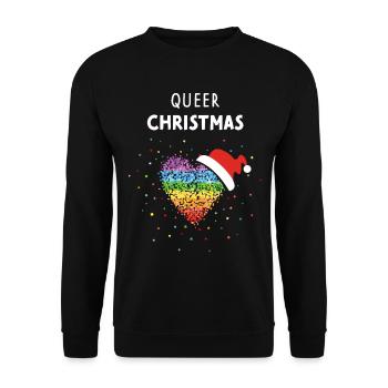 Queer Christmas Nikolaus LGBTQ Regenbogenfahne - Unisex Pullover - Schwarz - Vorne - Alina (178cm) & Michal (187cm)