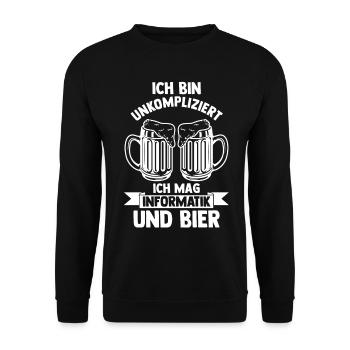 Informatik Programmierer Bier Informatiker - Unisex Pullover - Schwarz - Vorne - Alina (178cm) & Michal (187cm)
