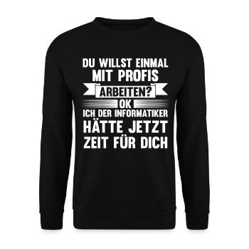Programmierer IT Fachmann Informatiker Informatik - Unisex Pullover - Schwarz - Vorne - Alina (178cm) & Michal (187cm)