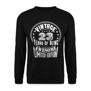 Vintage 23 Years Of Being Awesome Limited Edition - Unisex Sweatshirt - black - Front - Alina (178cm) & Michal (187cm)