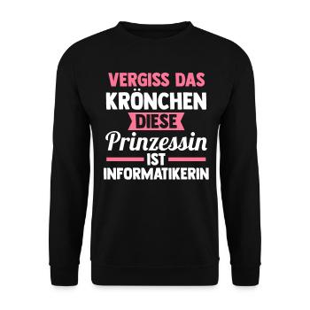Prinzessin Informatik Programmierer Informatikerin - Unisex Pullover - Schwarz - Vorne - Alina (178cm) & Michal (187cm)