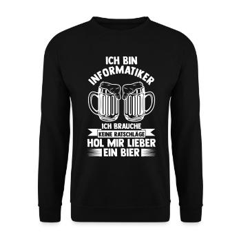 Bier Informatik Programmierer Informatiker - Unisex Pullover - Schwarz - Vorne - Alina (178cm) & Michal (187cm)