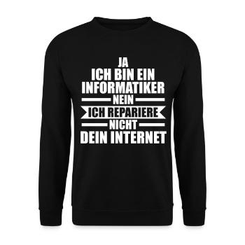 IT Fachmann Informatik Informatiker Programmierer - Unisex Pullover - Schwarz - Vorne - Alina (178cm) & Michal (187cm)